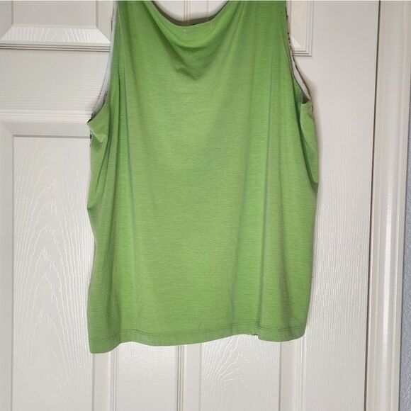 Fenini 0 Color Blocks Green Floral Print Slvless SILK Blend Women Top Blouse - Picture 8 of 9